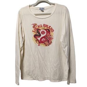 LUCKY BRAND Asian Dragons Long Sleeve Shirt XL